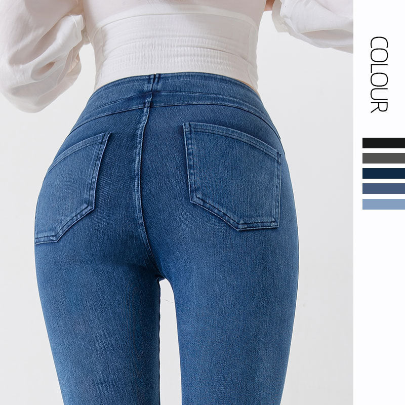 The Sculpt: Denim-Look Capri Yoga Pants with Tummy Control-Blackorvani