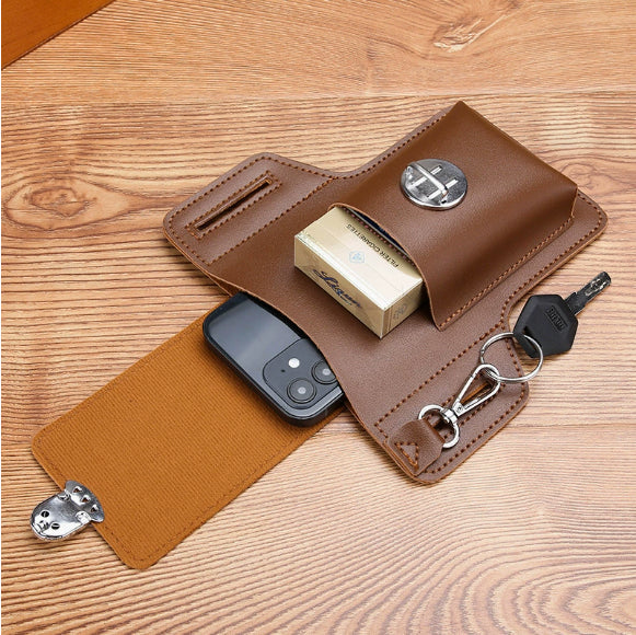 Men's Leather Belt Loop Phone & Utility Holster | Compact Waist Pouch