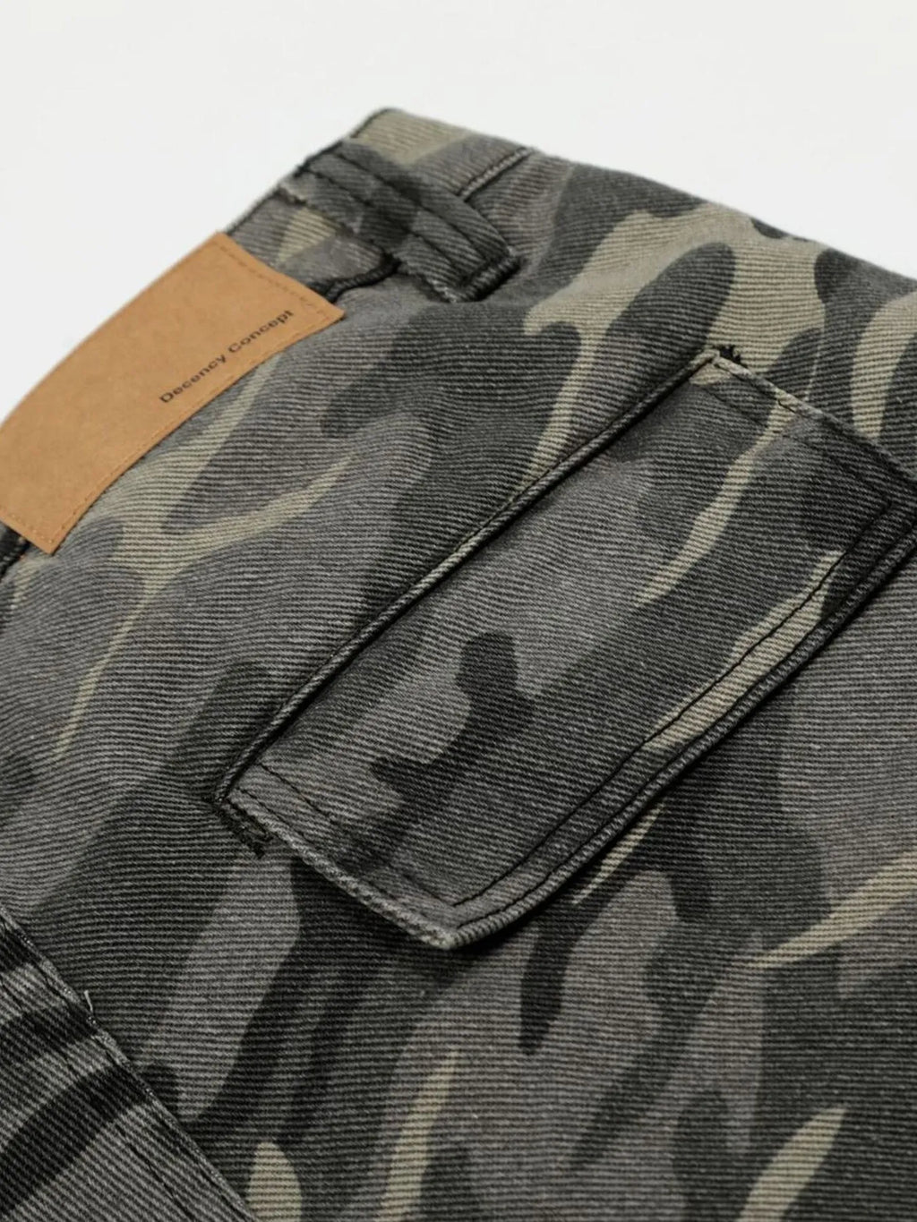 Camouflage pants with a brown patch on a white background-Black Orvani