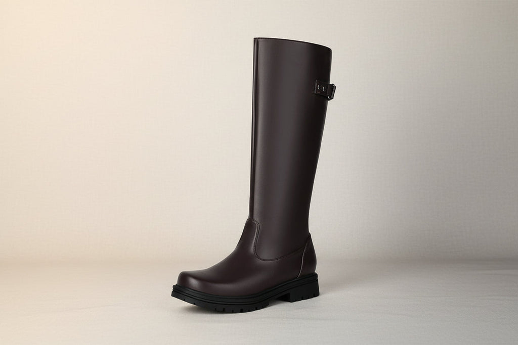 The Heritage: Retro British-Style Leather Buckle Knee Boots