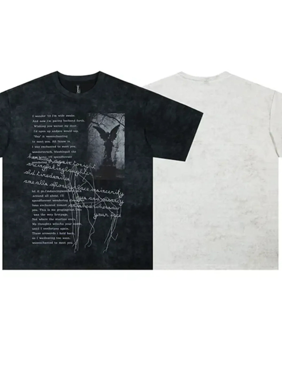 Black and white t-shirts with a deer graphic and text on a white background-blackorvani.com