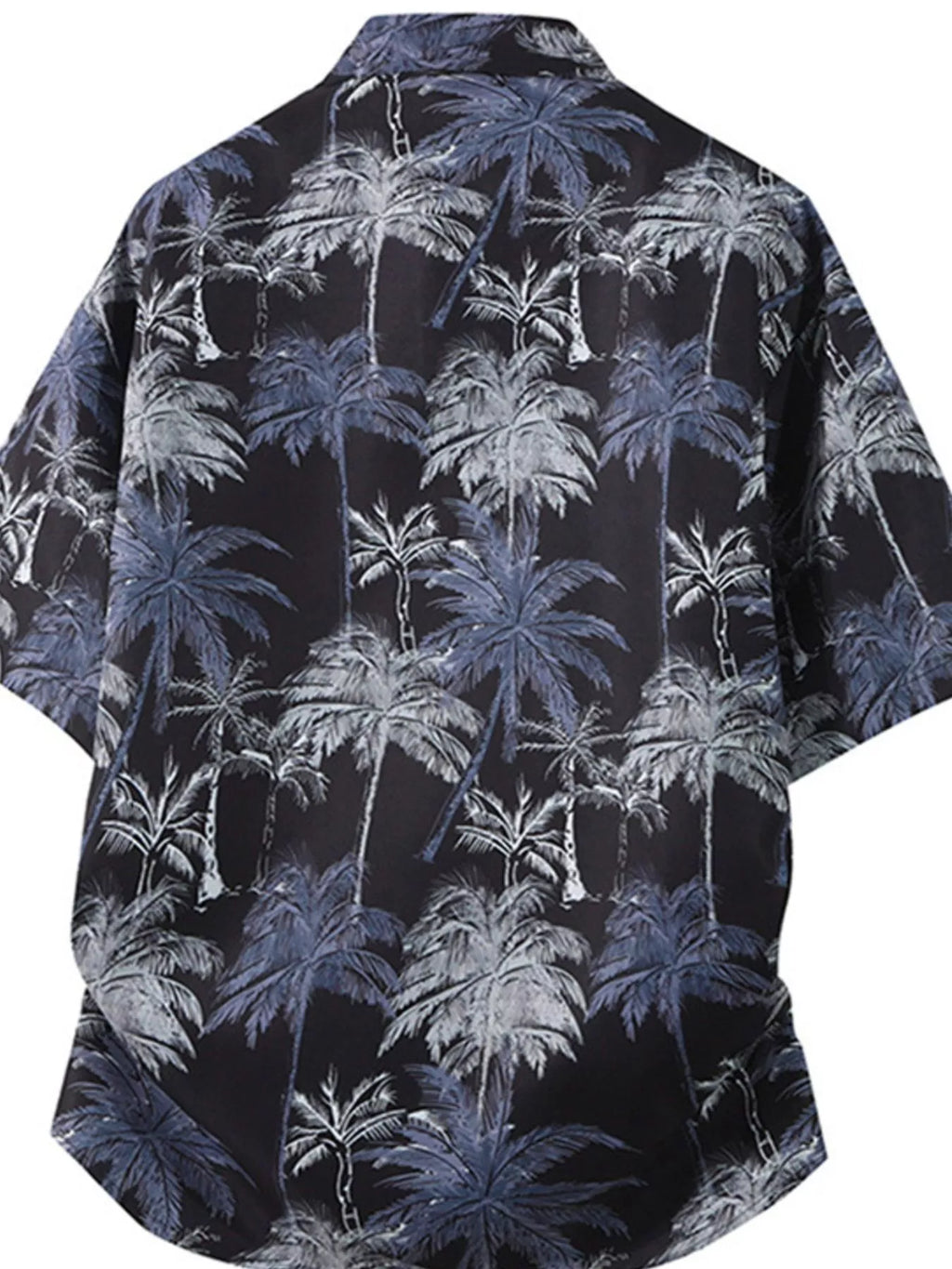Black shirt with palm tree pattern on a white background