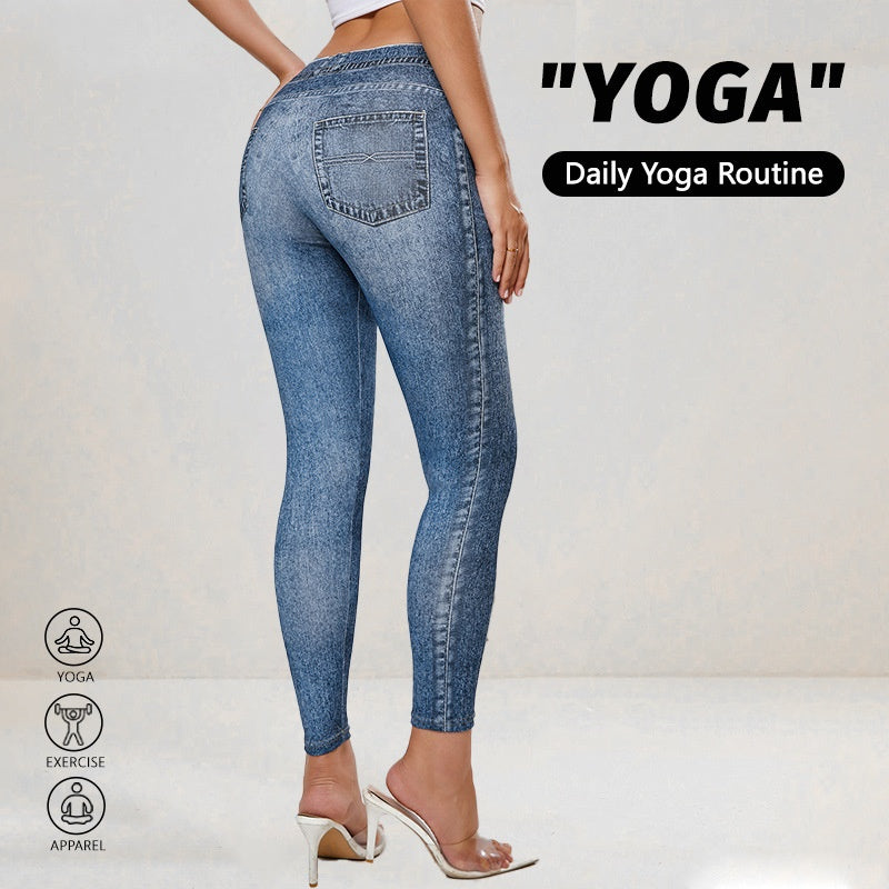 The Illusion: Retro Denim-Look Butt-Lifting Yoga Leggings
