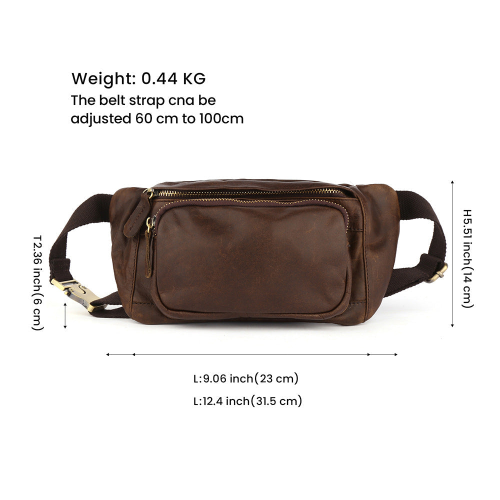 Simple Retro First-Layer Cowhide Men's Chest Bag | Vintage Crossbody Sling