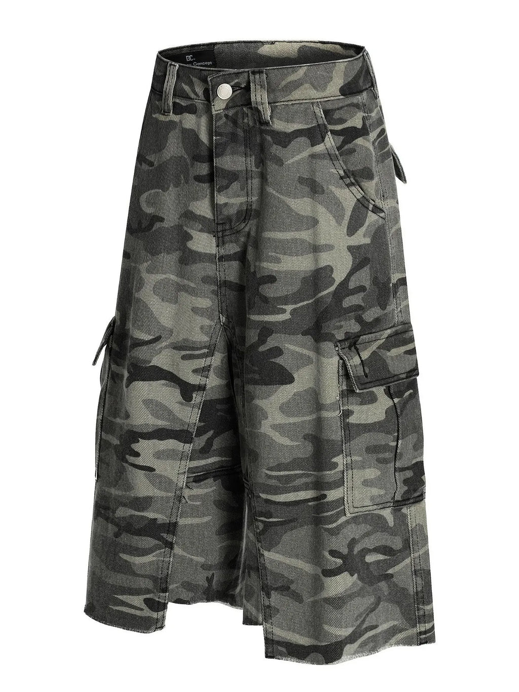 Camouflage cargo skirt on a white background-Black Orvani