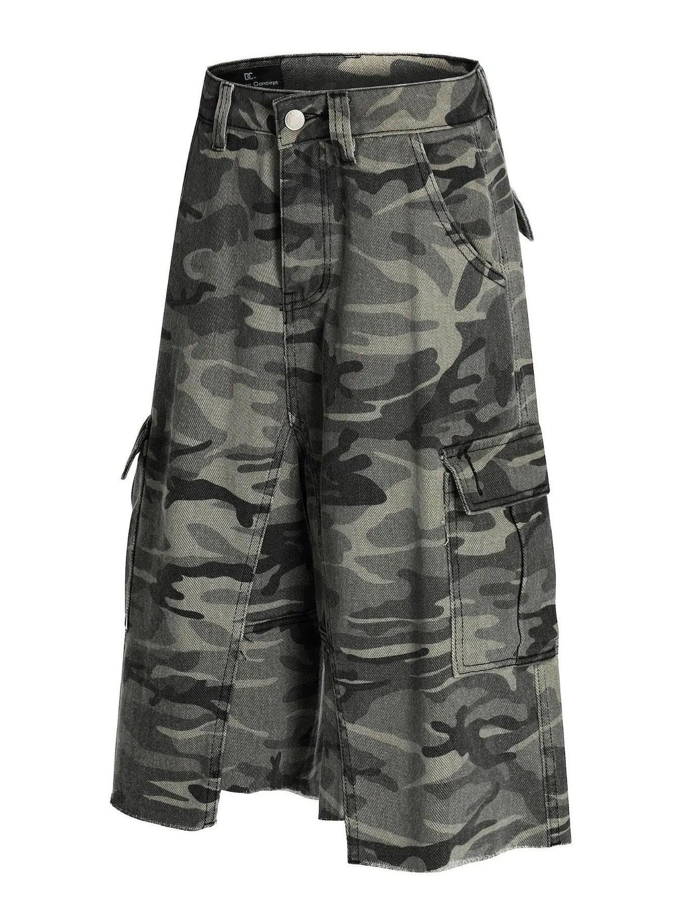Camouflage cargo skirt on a white background-Black Orvani