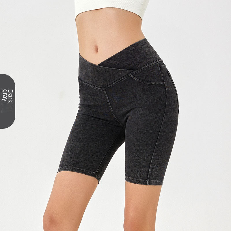 The Contour: High-Waist Stretchy Crossover Fitness Shorts