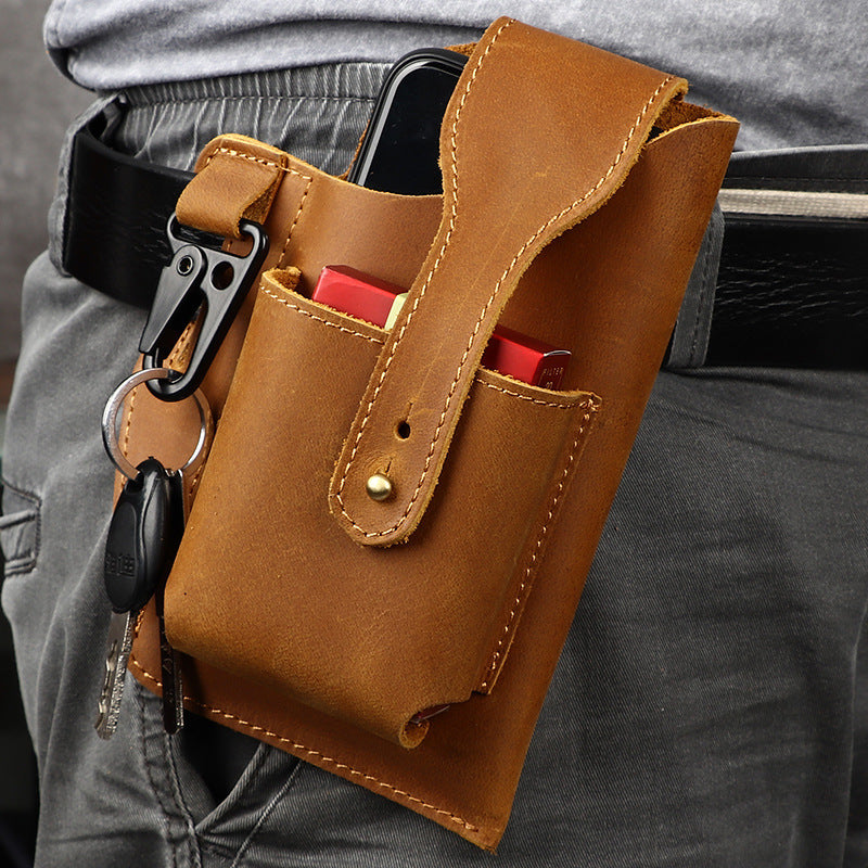Men's Retro Leather Phone Hanging Belt Bag | Vintage Waist Holster
