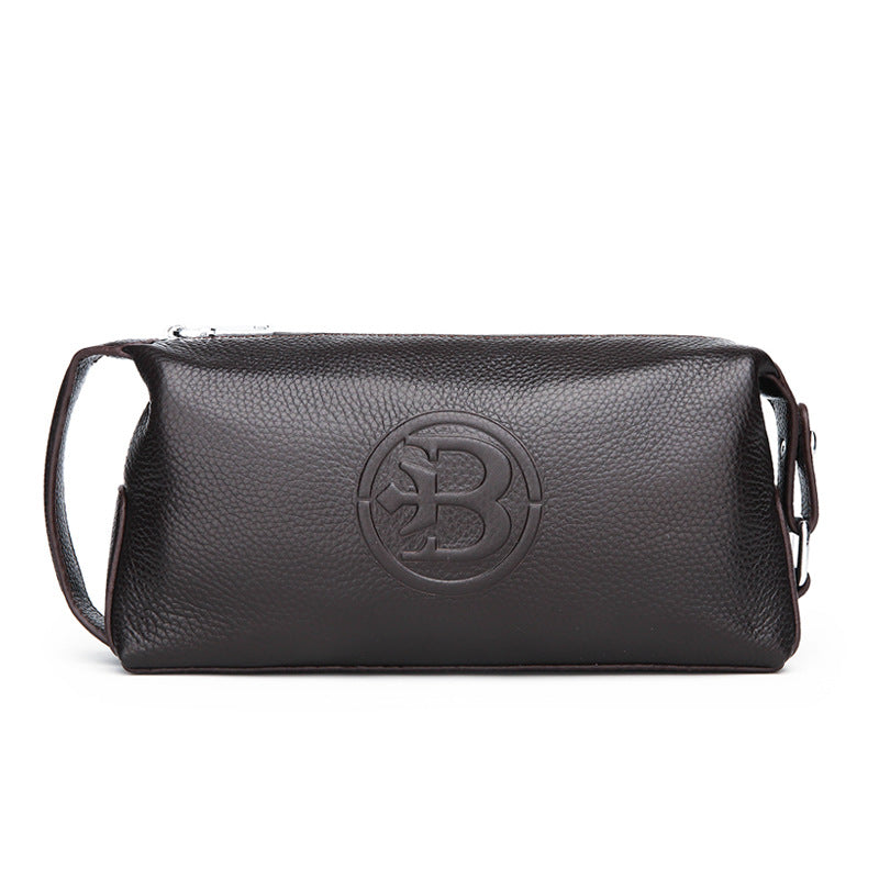 Stylish Cowhide Waterproof Leather Men's Clutch & Toiletry Bag | Daily Carry