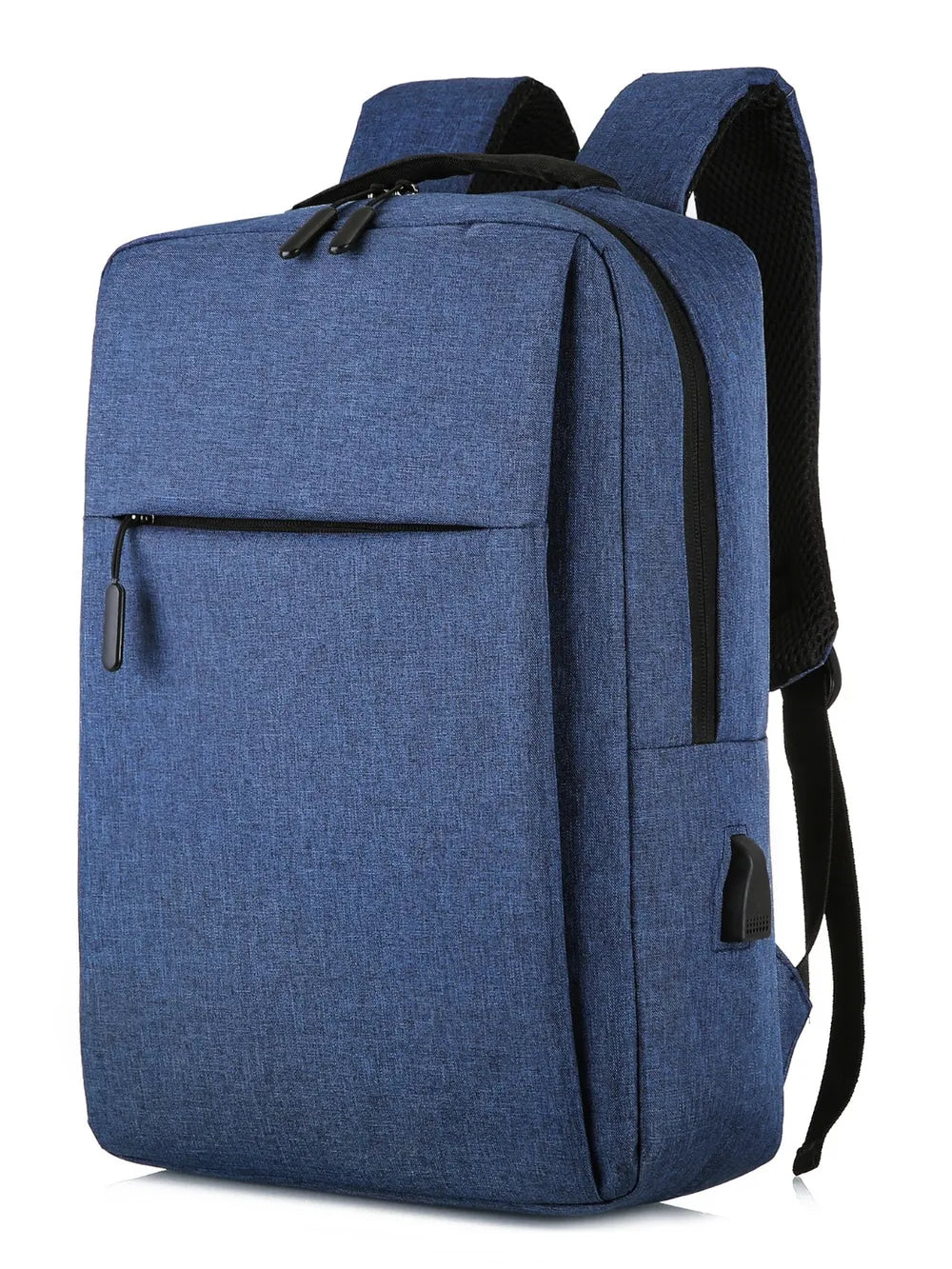Blue backpack with black straps on a white background-blackorvani.com