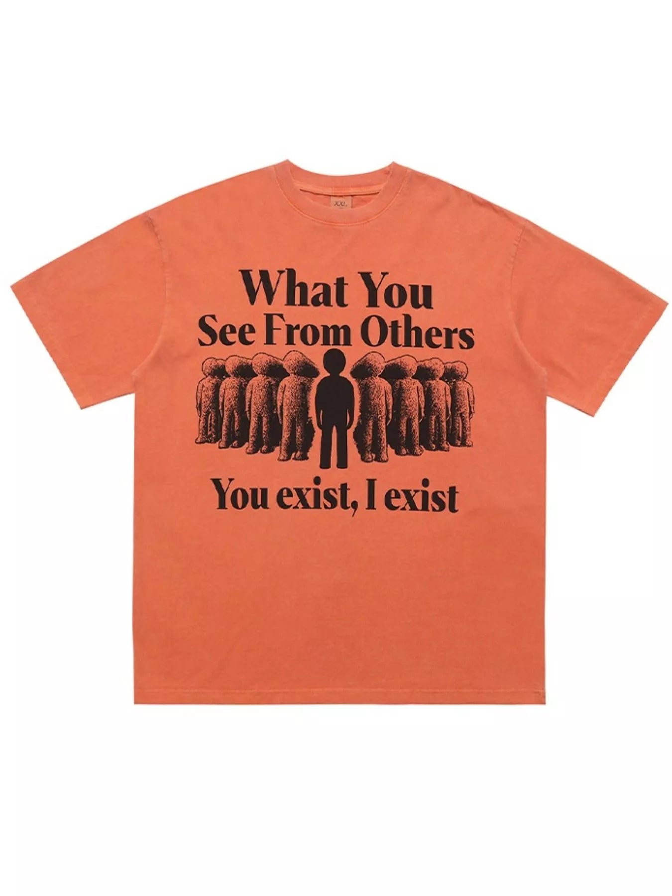 Orange t-shirt with black text and graphic on a white background-blackorvani.com