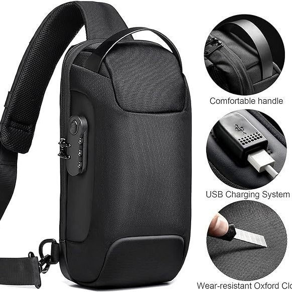 Men's Anti-Theft Password Lock Chest Bag | Business Crossbody Sling