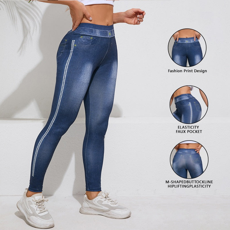 The Illusion: Retro Denim-Look Butt-Lifting Yoga Leggings