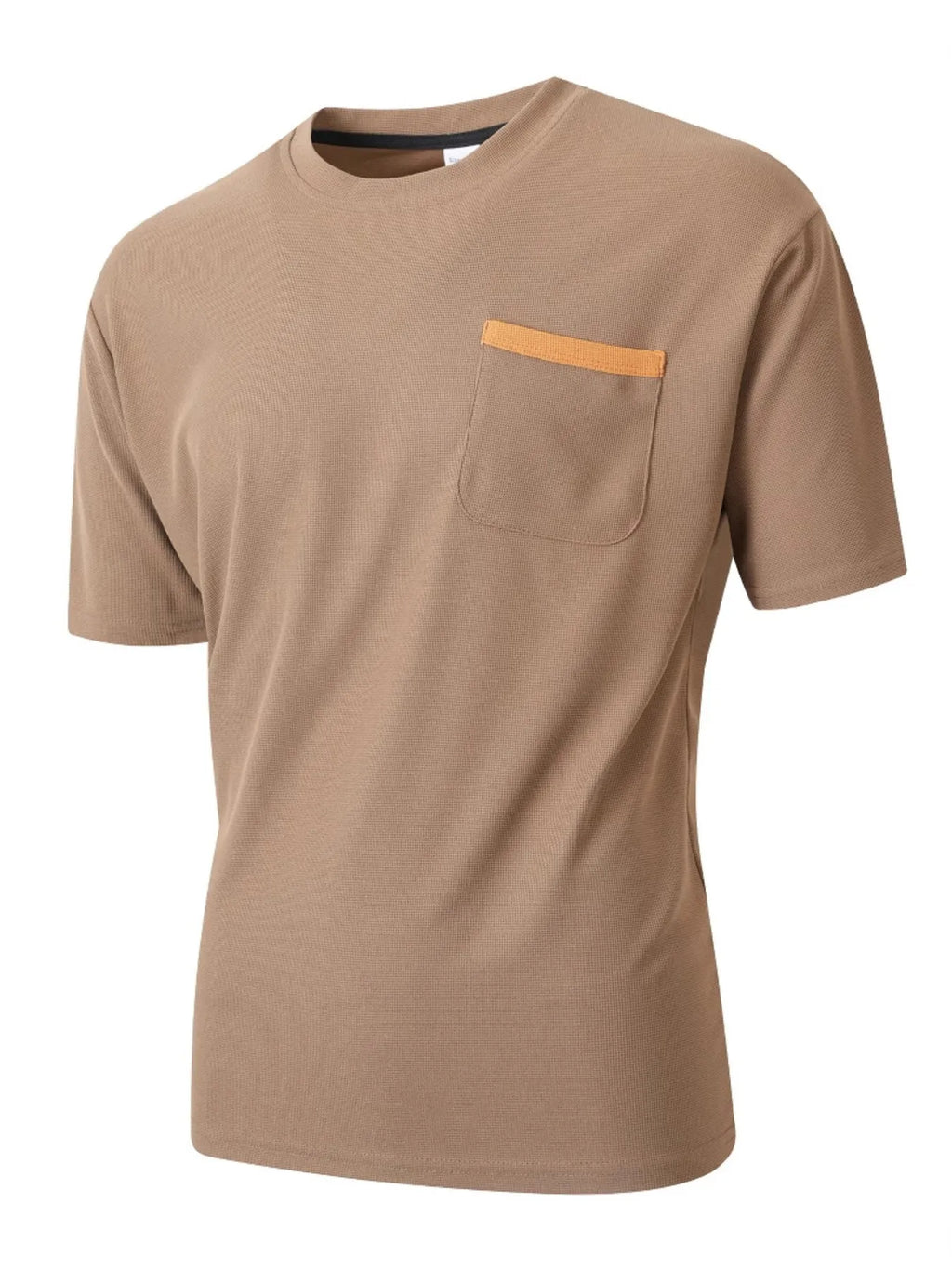 Brown t-shirt with a pocket on a white background
