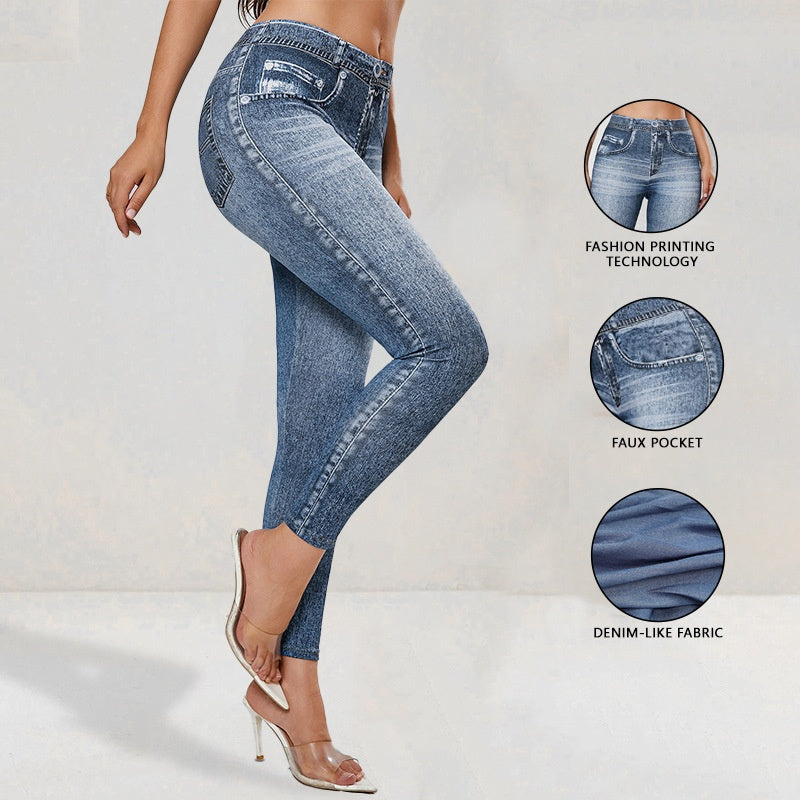 The Illusion: Retro Denim-Look Butt-Lifting Yoga Leggings