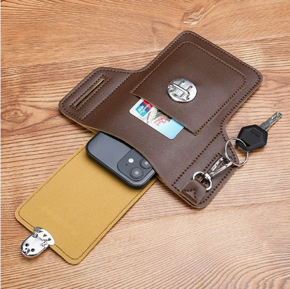 Men's Leather Belt Loop Phone & Utility Holster | Compact Waist Pouch