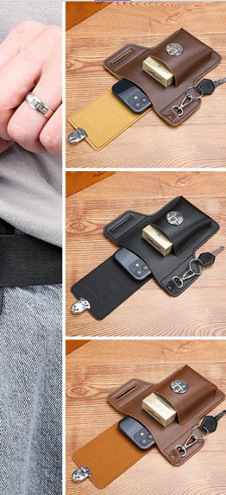 Men's Leather Belt Loop Phone & Utility Holster | Compact Waist Pouch
