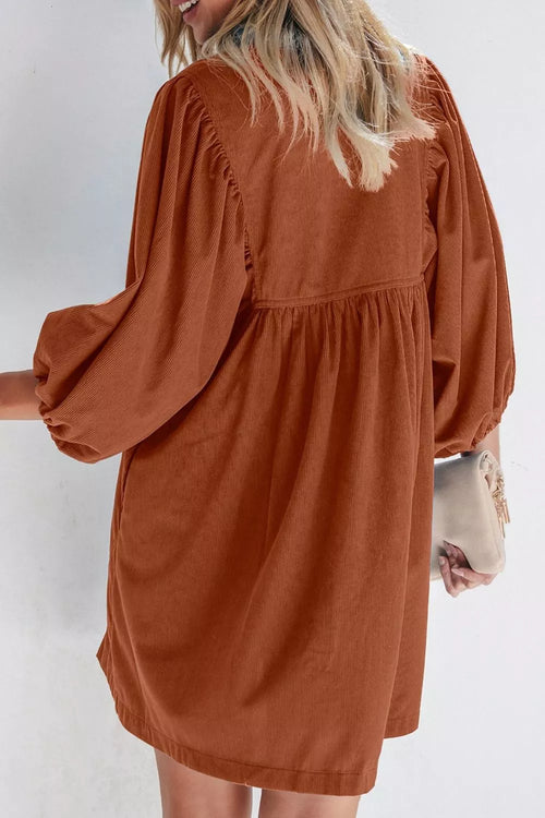 Brown dress with long sleeves on a white background-BlackOrvani
