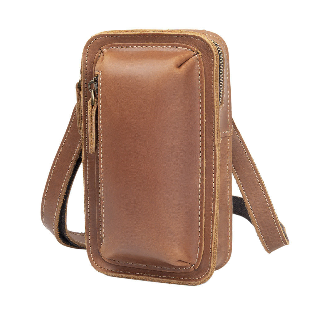 Men's First-Layer Cowhide Crossbody Waist Bag | Vintage Multi-Way Sling