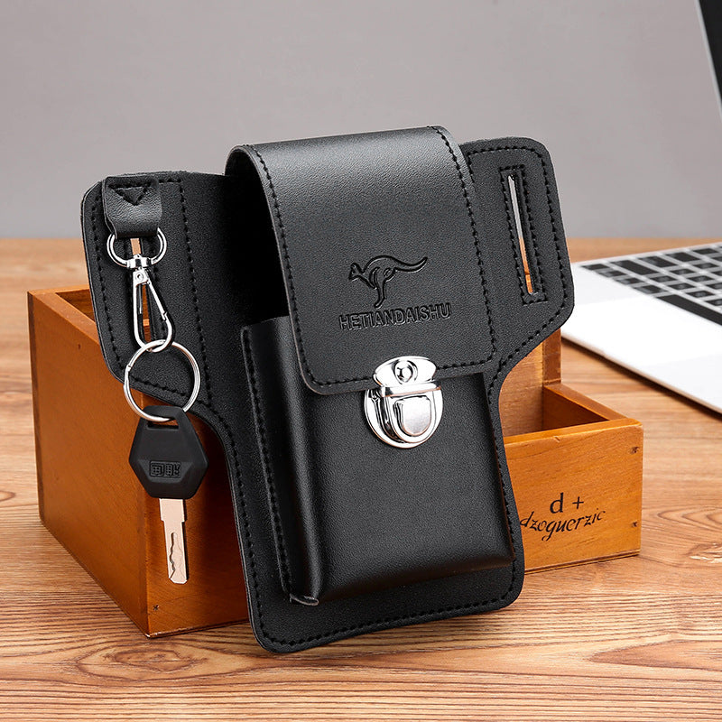 Men's Leather Belt Loop Phone & Utility Holster | Compact Waist Pouch
