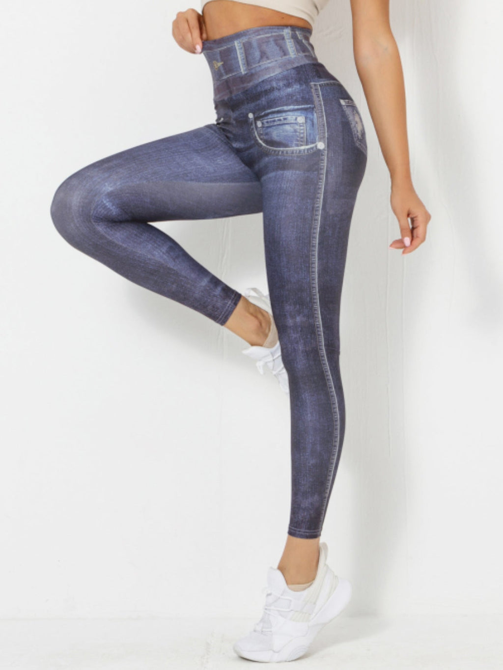 The Contourist: Denim-Look Peach Butt Yoga Leggings