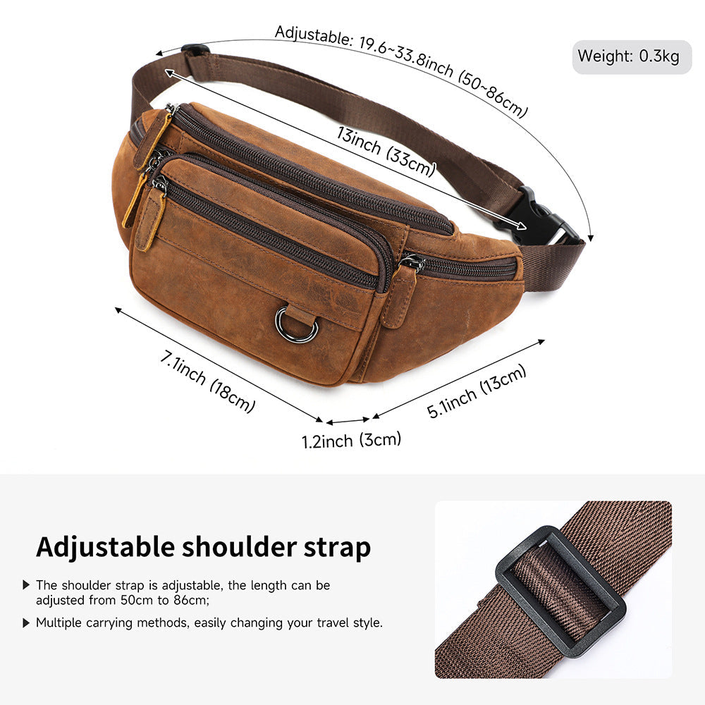Multifunctional Men's Shoulder Crossbody Waist Bag | Versatile Leather Fanny Pack