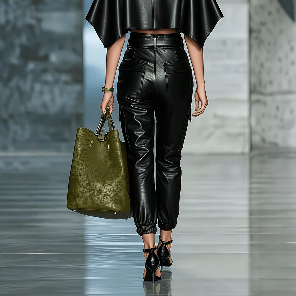 The Urban Edge: PU Leather Streetwear Cargo Pants
