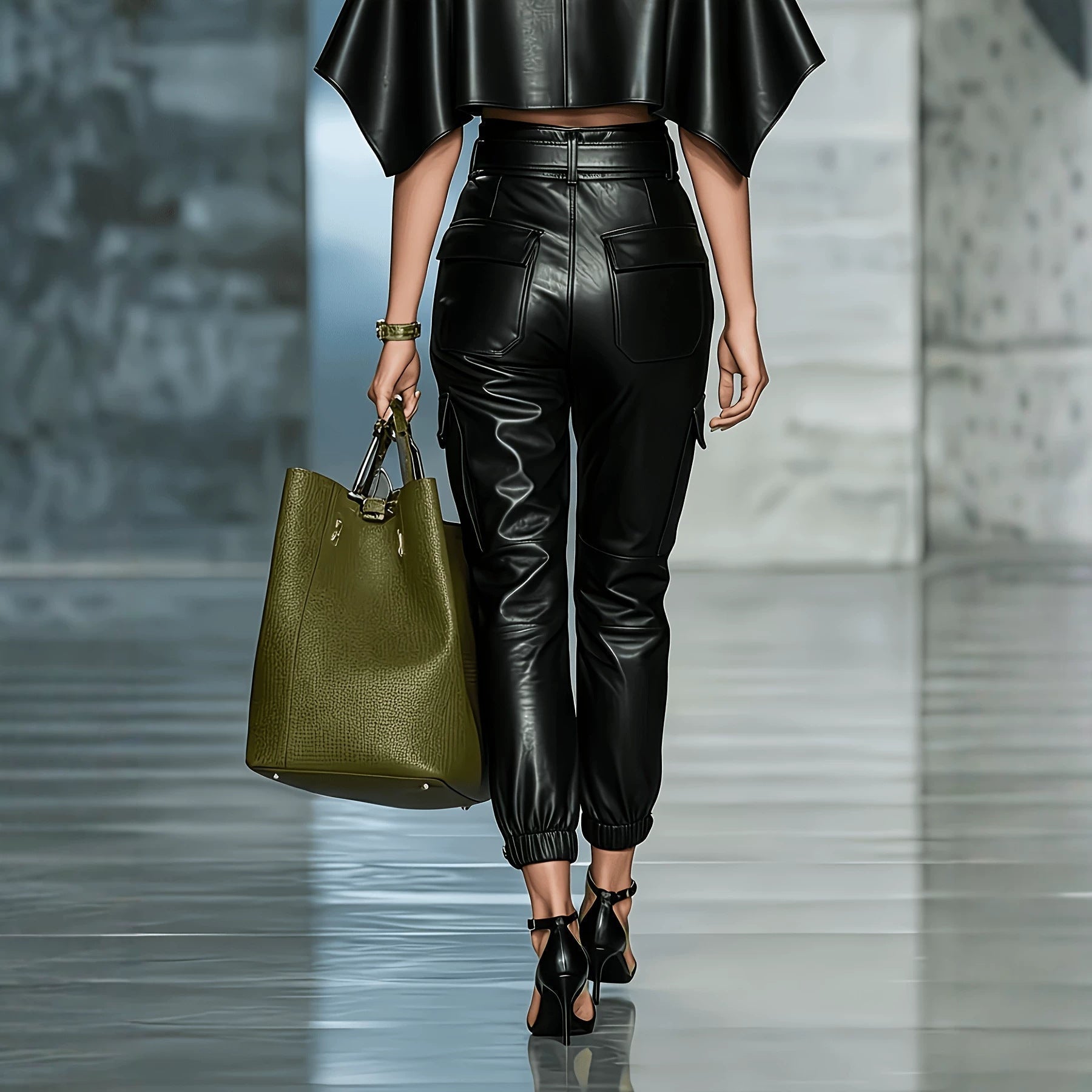 The Urban Edge: PU Leather Streetwear Cargo Pants