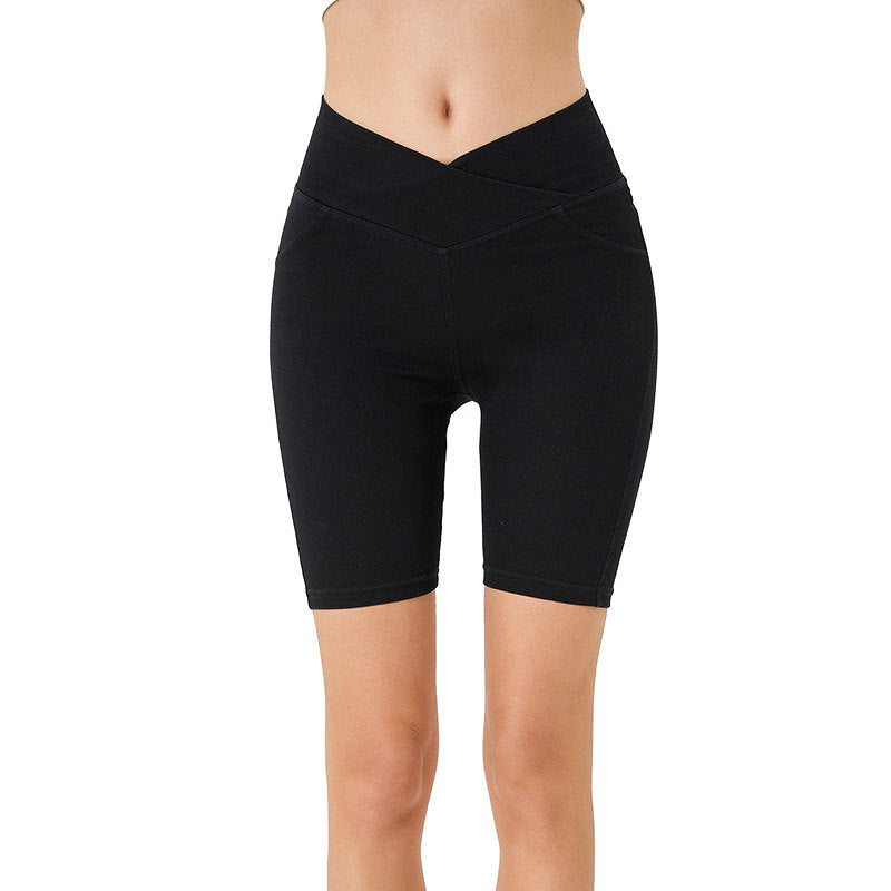 The Contour: High-Waist Stretchy Crossover Fitness Shorts