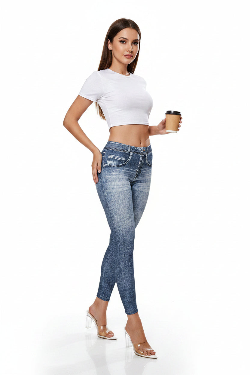 The Illusion: Retro Denim-Look Butt-Lifting Yoga Leggings