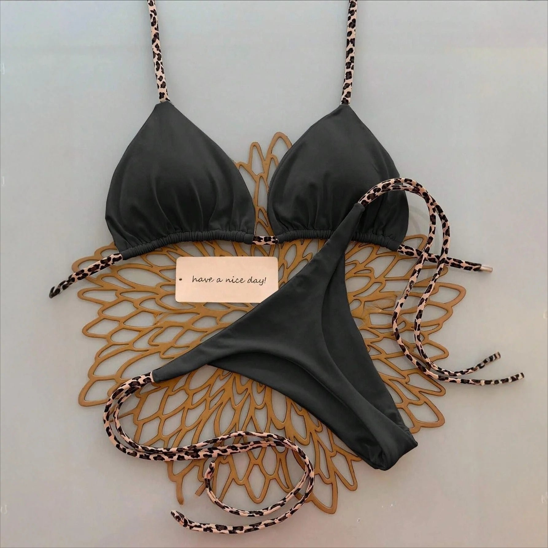 Women's Two-Piece Bikini High-End Sexy Beach Swimsuit-Blackorvani