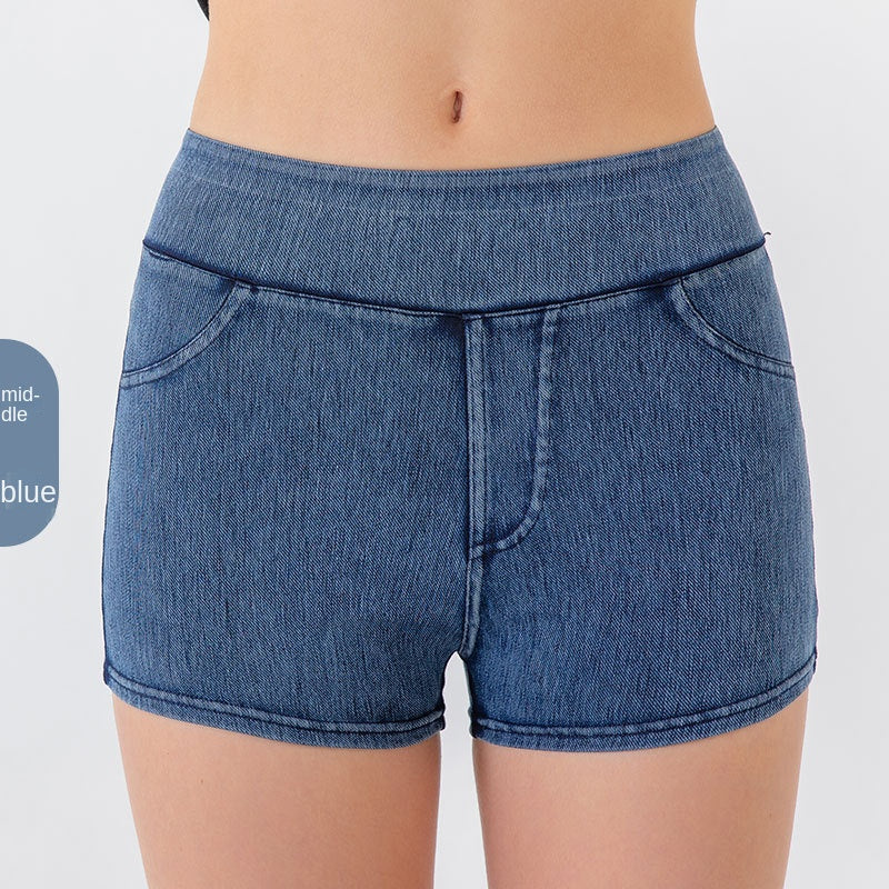 The Apex: Denim-Look High-Waist Hip-Lifting Yoga Shorts