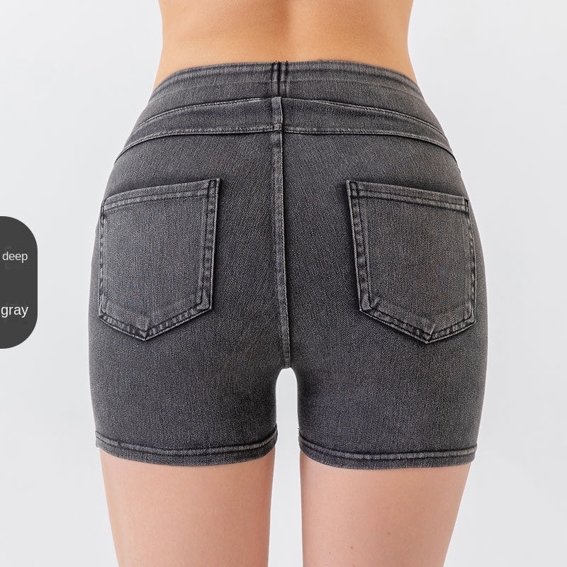 The Apex: Denim-Look High-Waist Hip-Lifting Yoga Shorts