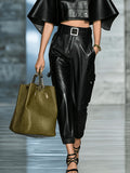 The Urban Edge: PU Leather Streetwear Cargo Pants