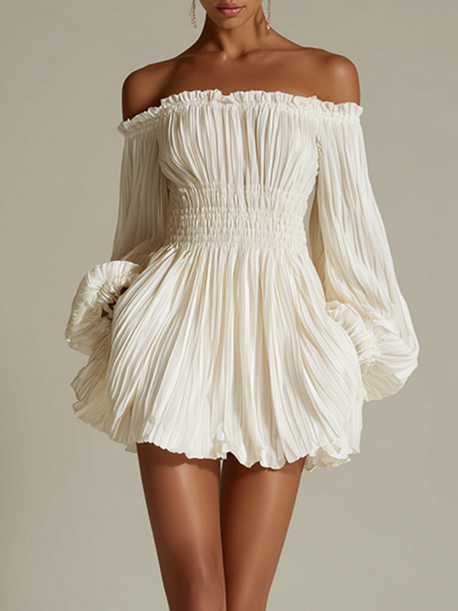 The Silhouette Luxe: Off-Shoulder Pleated Mini Dress-Blackorvani