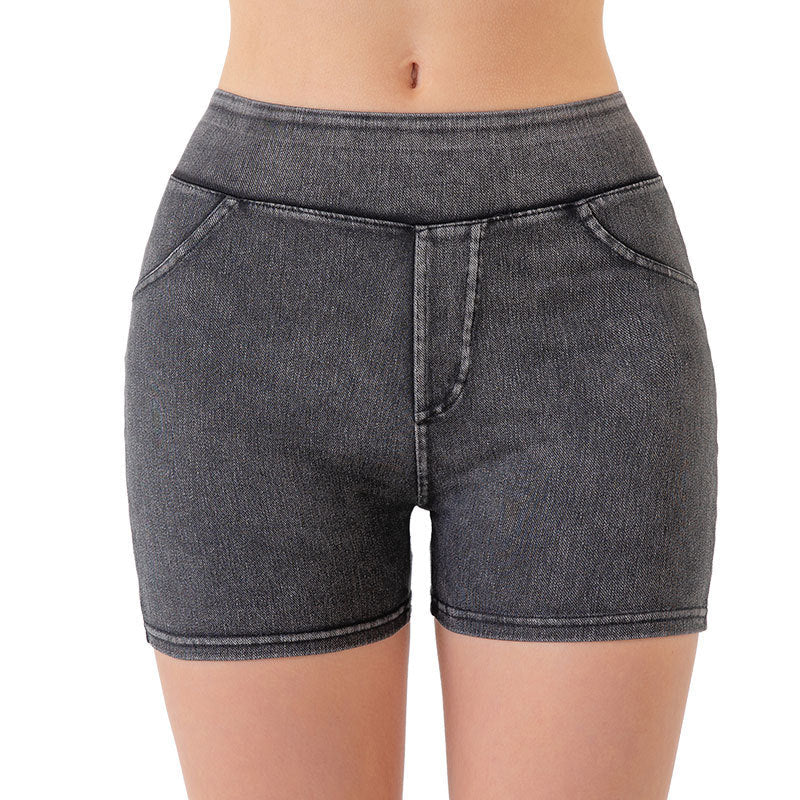 The Apex: Denim-Look High-Waist Hip-Lifting Yoga Shorts
