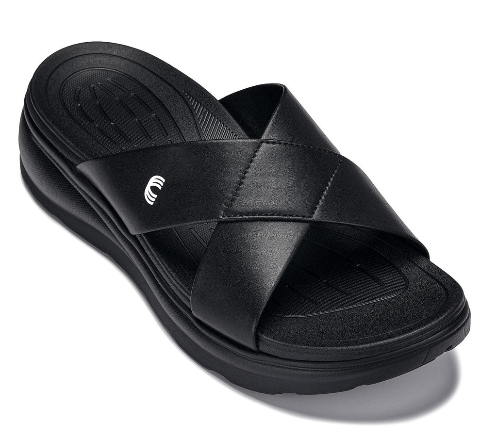 CALTO X1652 Height-Increasing Casual Sandals | 2 Inches Taller - Black/Matte Black