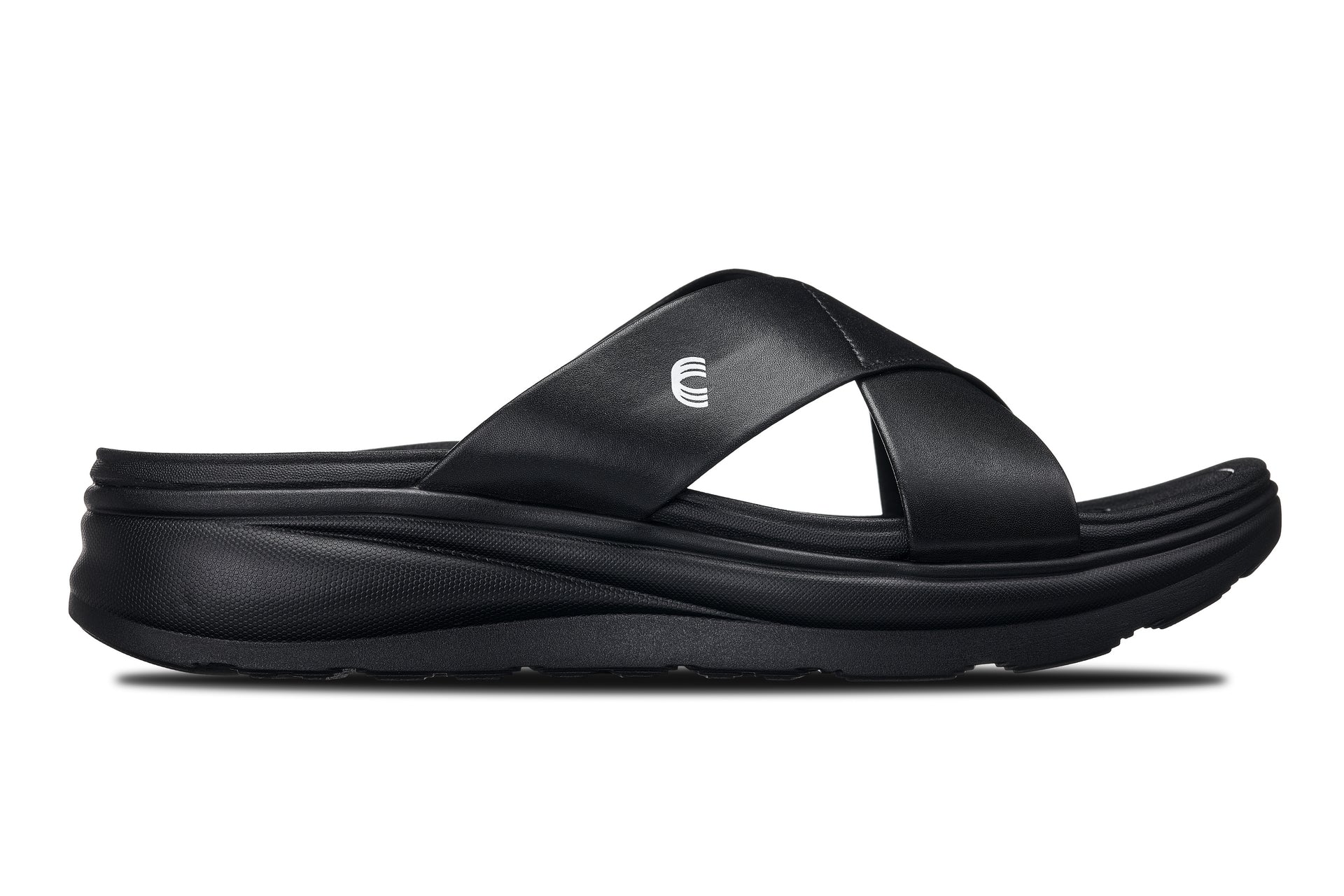 CALTO X1652 Height-Increasing Casual Sandals | 2 Inches Taller - Black/Matte Black