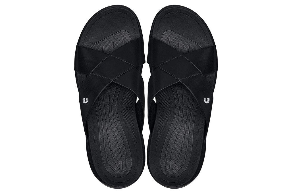 CALTO X1652 Height-Increasing Casual Sandals | 2 Inches Taller - Black/Matte Black