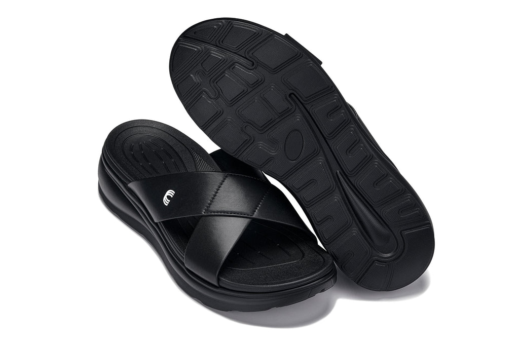 CALTO X1652 Height-Increasing Casual Sandals | 2 Inches Taller - Black/Matte Black