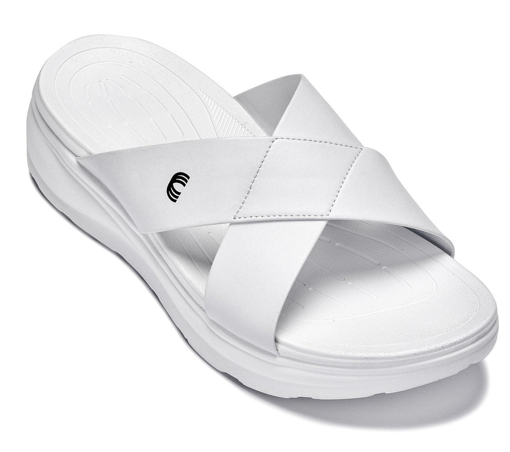 CALTO X1653 Height-Increasing Casual Sandals | 2 Inches Taller - White/Matte White