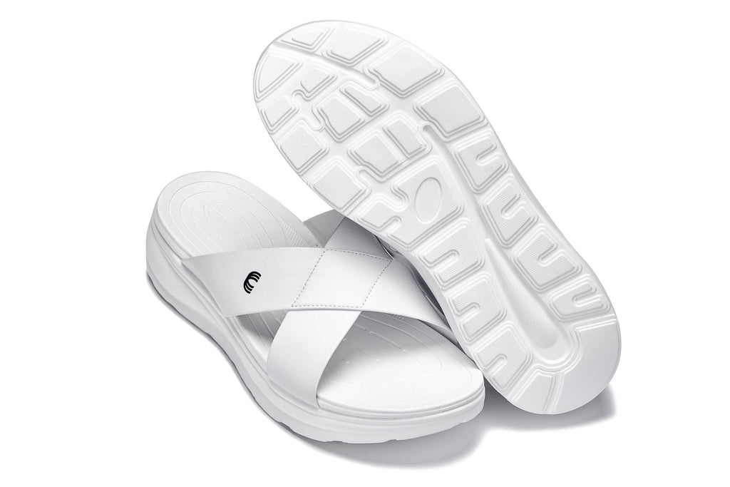 CALTO X1653 Height-Increasing Casual Sandals | 2 Inches Taller - White/Matte White
