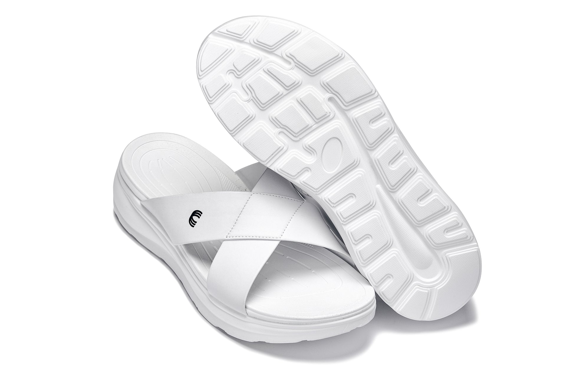 CALTO X1653 Height-Increasing Casual Sandals | 2 Inches Taller - White/Matte White