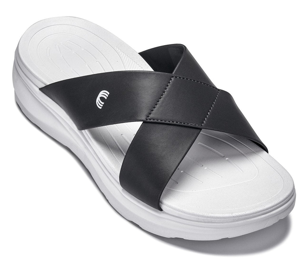 CALTO X1654 Height-Increasing Cross-Strap Sandals | 2 Inches Taller - White/Steel GreyCALTO X1654 Height-Increasing Cross-Strap Sandals | 2 Inches Taller - White/Steel Grey