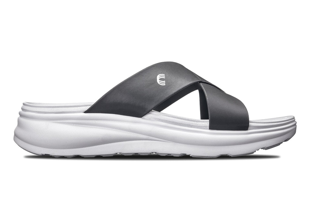 CALTO X1654 Height-Increasing Cross-Strap Sandals | 2 Inches Taller - White/Steel GreyCALTO X1654 Height-Increasing Cross-Strap Sandals | 2 Inches Taller - White/Steel Grey