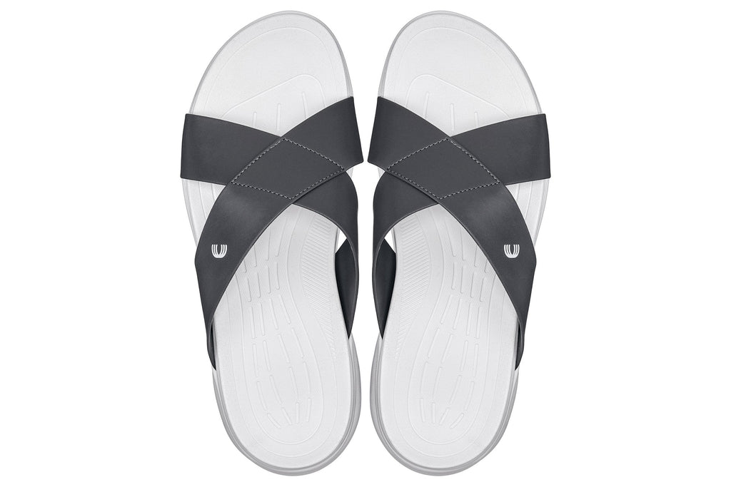 CALTO X1654 Height-Increasing Cross-Strap Sandals | 2 Inches Taller - White/Steel GreyCALTO X1654 Height-Increasing Cross-Strap Sandals | 2 Inches Taller - White/Steel Grey