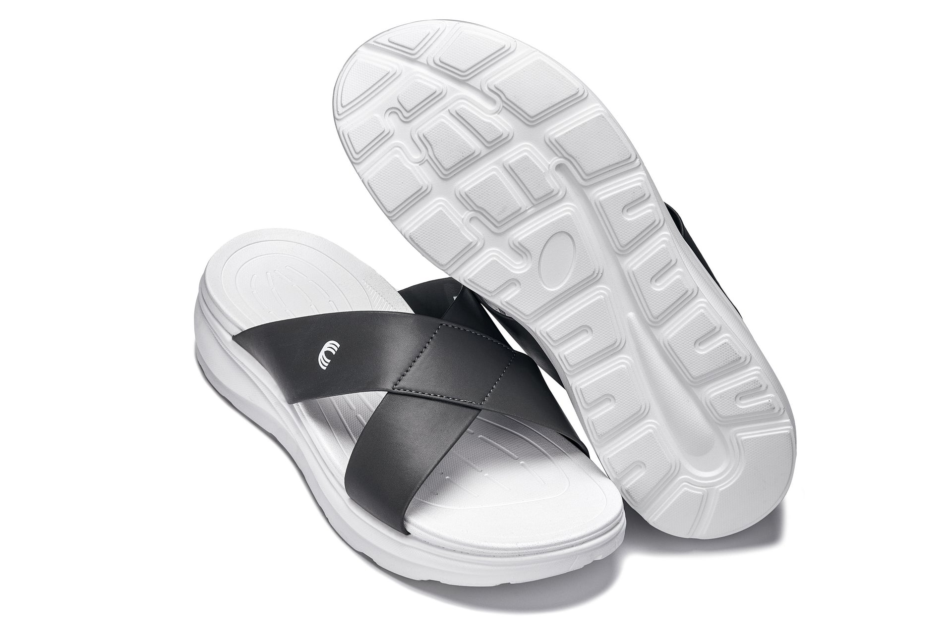 CALTO X1654 Height-Increasing Cross-Strap Sandals | 2 Inches Taller - White/Steel GreyCALTO X1654 Height-Increasing Cross-Strap Sandals | 2 Inches Taller - White/Steel Grey