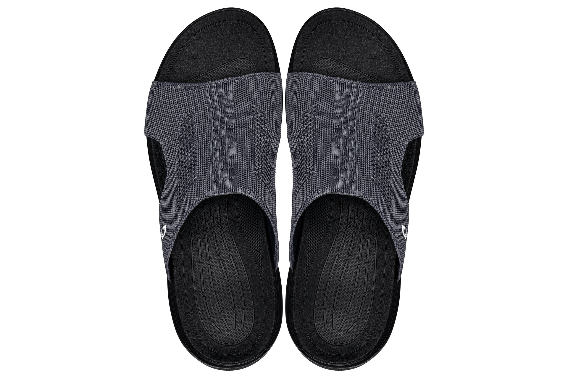 CALTO X1658 Height-Increasing Knitted Slide Sandals | 2 Inches Taller - Black/Dark Gray