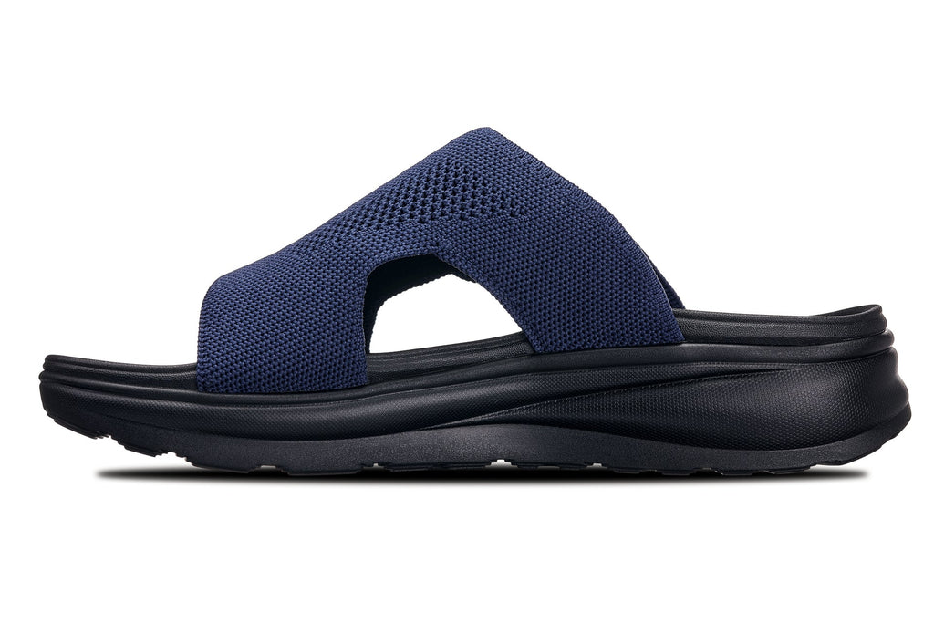 CALTO X1659 Height-Increasing Knitted Slide Sandals | 2 Inches Taller - Black/Navy