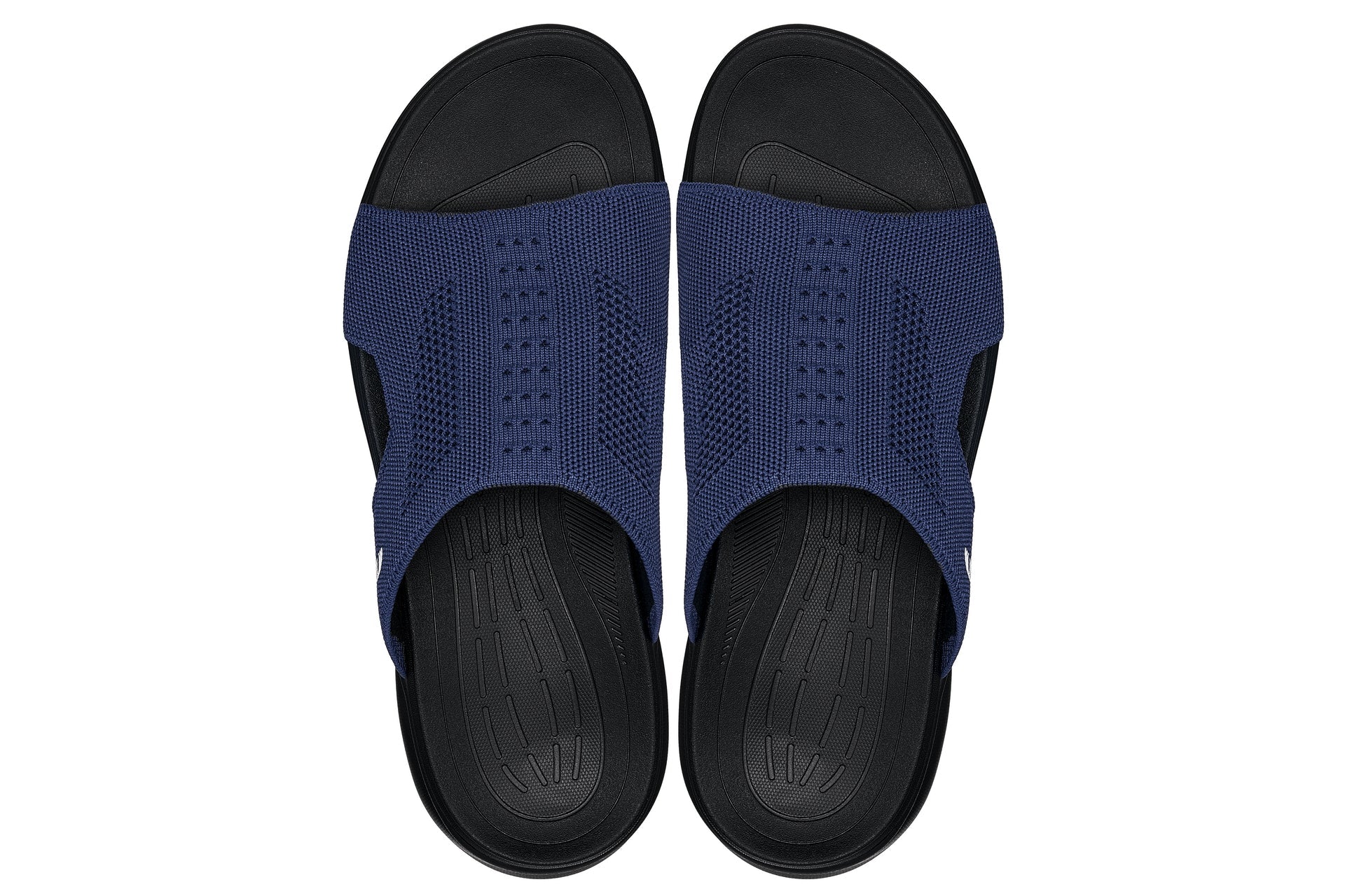 CALTO X1659 Height-Increasing Knitted Slide Sandals | 2 Inches Taller - Black/Navy